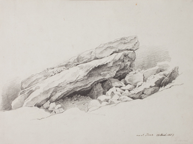 August Bauer, An d. Isar, 13. Mai 1853, Graphit auf Papier